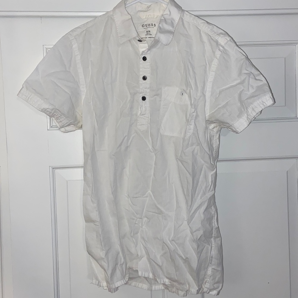 MENS White Short sleeve button down